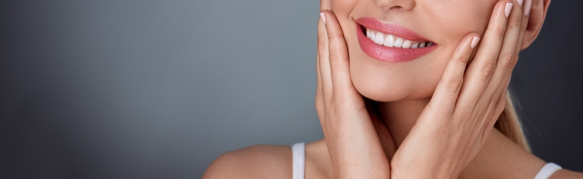 Closeup of patient's flawless smile after cosmetic dentistry