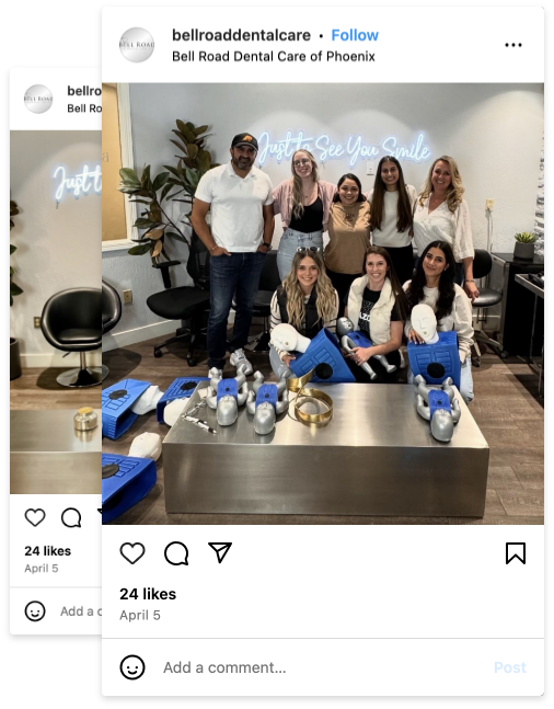 Collage of images from Bell Road Dental Care of Phoenix Instagram feed