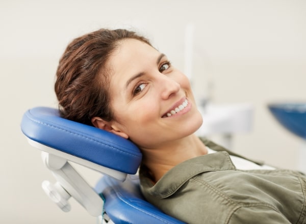 Woman smiling during dental visit