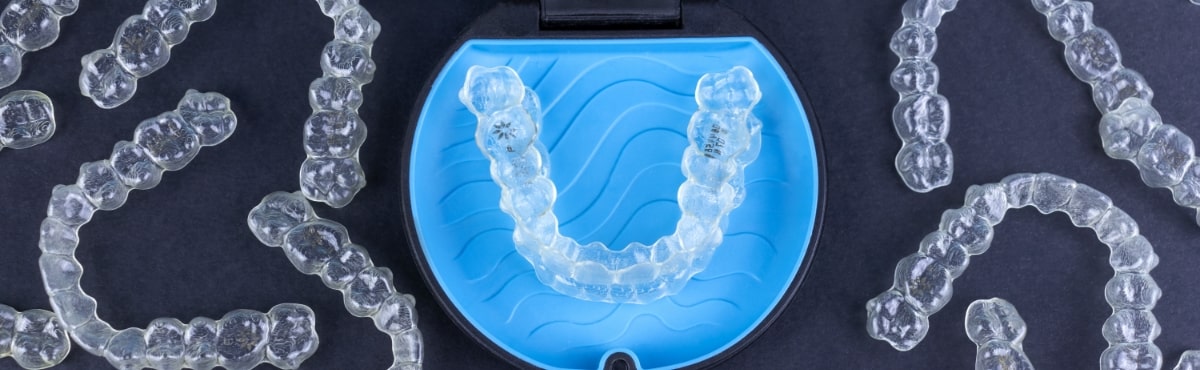Numerous Invisalign clear braces trays