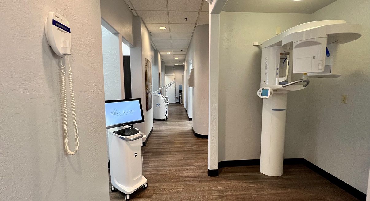 Hallway to dental treatment rooms