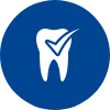 Animated tooth with checkmark representing preventive dentistry