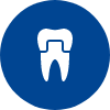 Animated tooth with dental crown representing restorative dentistry