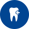 Animated tooth with cross representing emergency dentistry
