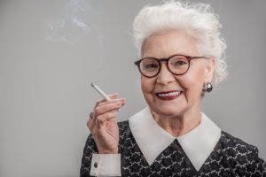 woman smoking a cigarette